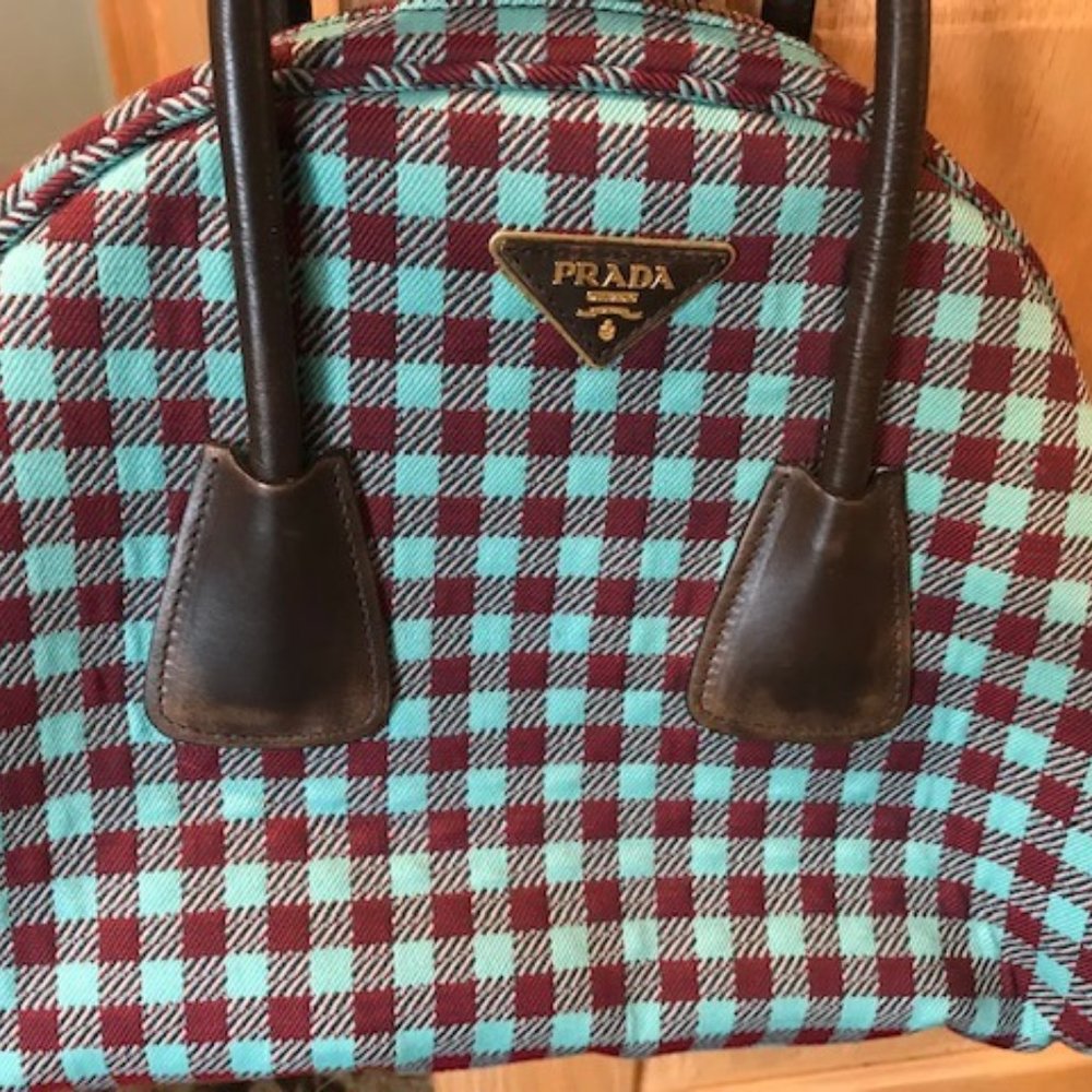 Prada Vintage Jacquard Vichy Large Bowler Bag